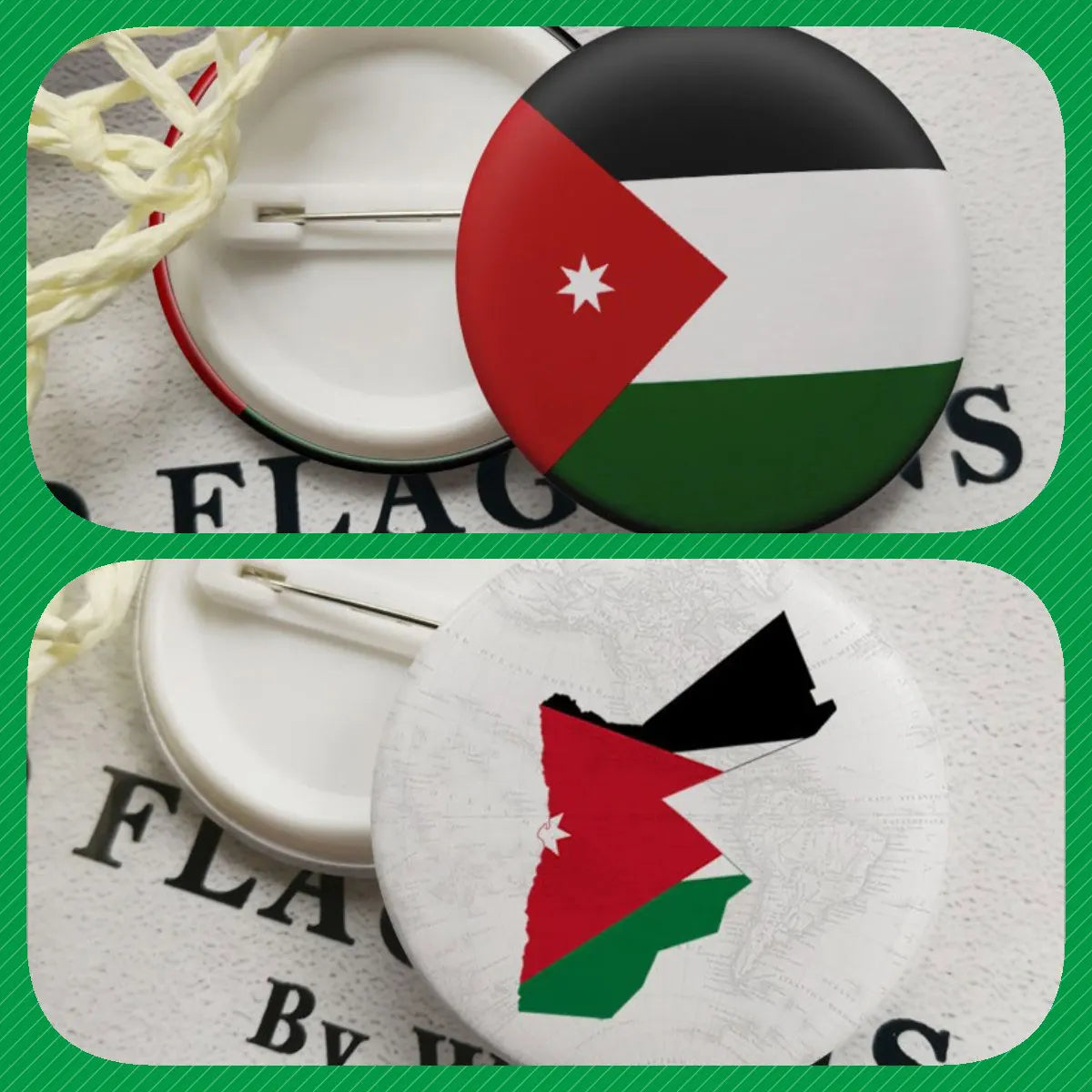 Jordan National Symbols Brooch Set – Map, Flag, Emblem & Flower Lapel Pins