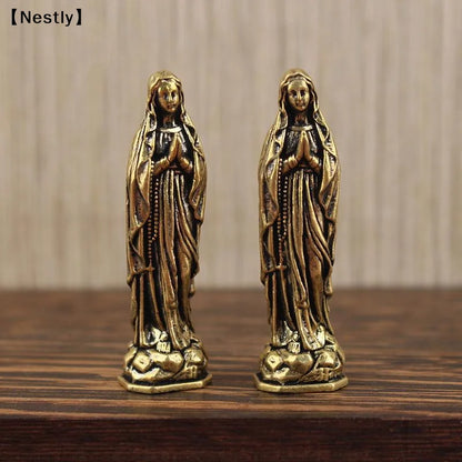 Brass Maria Figurine Pendant Brass Maria Figurine Pure Copper Vintage Virgin Mary Figurine〔Nest〕