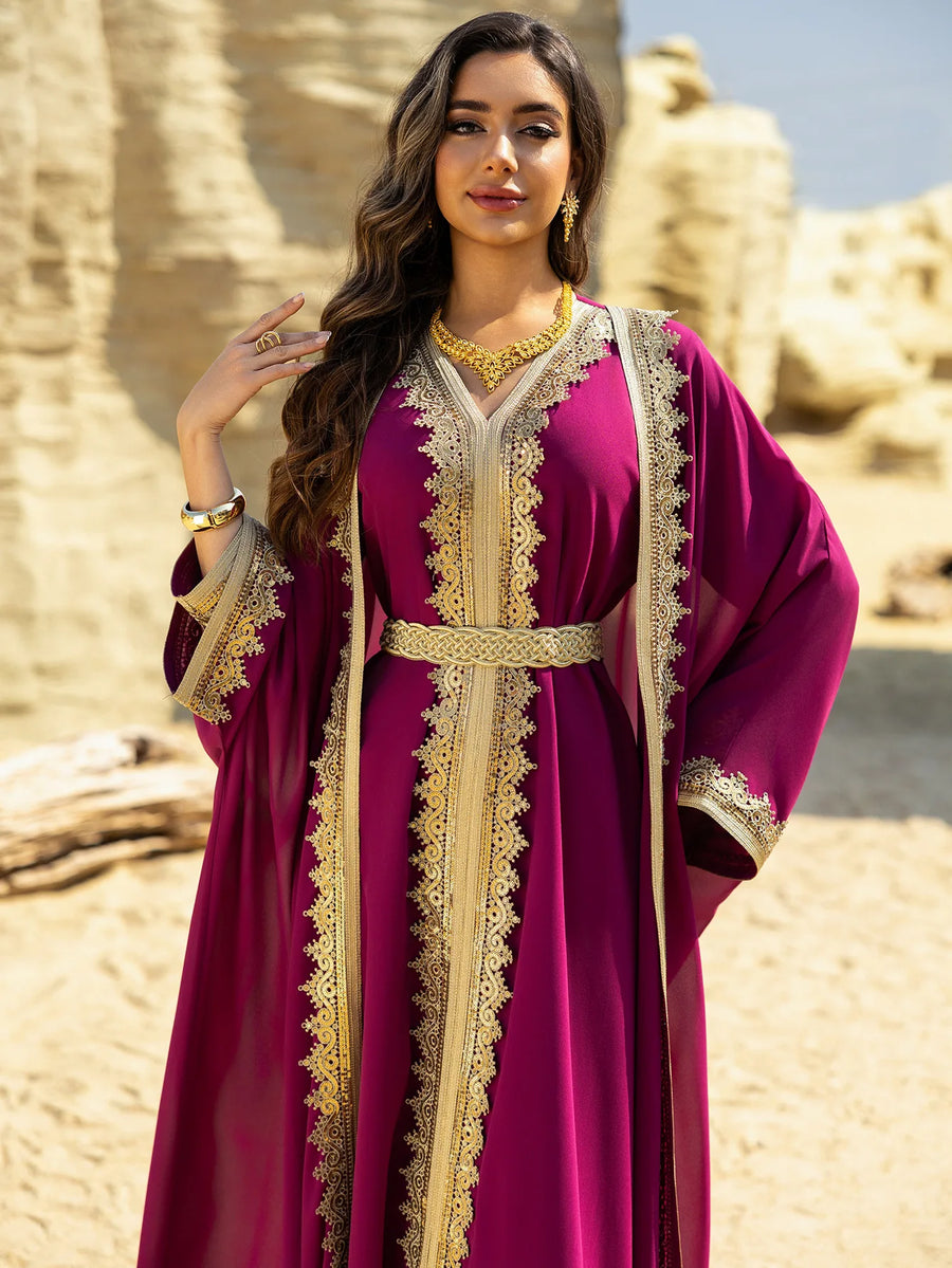 Eid Grace – 2-Piece Lace-Up Cardigan Set for the Muslim Woman