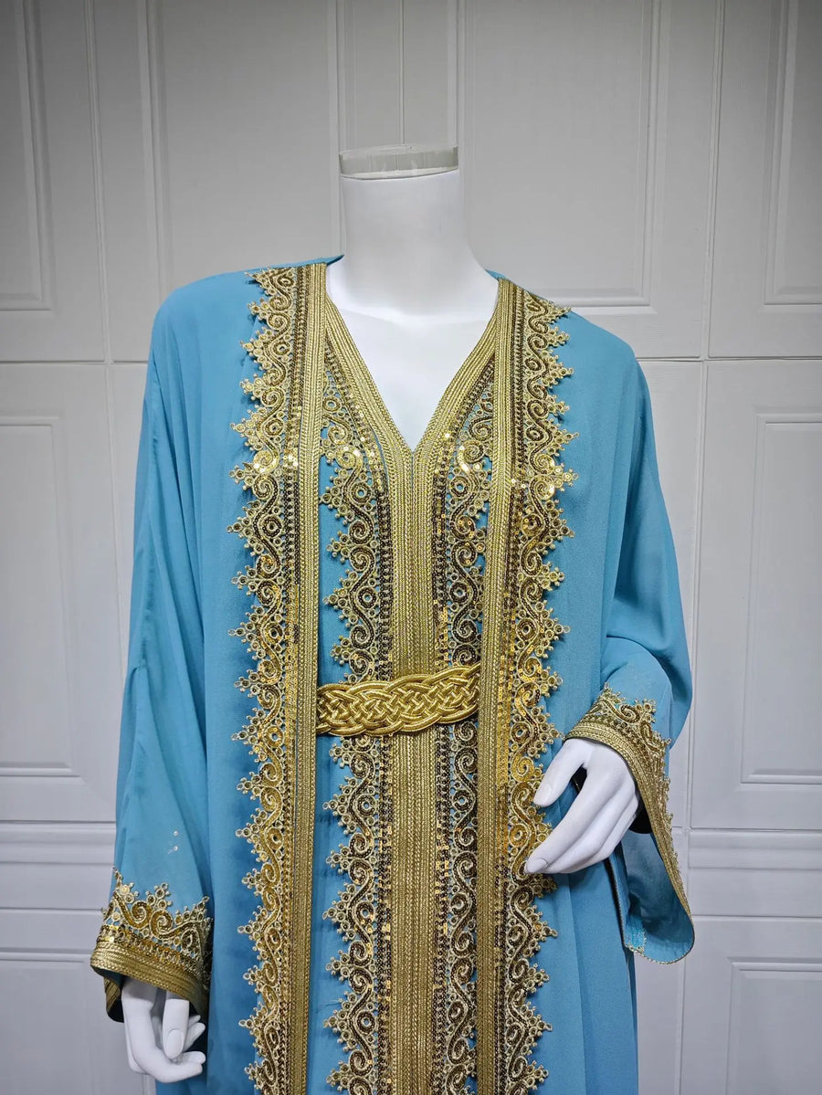 Eid Grace – 2-Piece Lace-Up Cardigan Set for the Muslim Woman