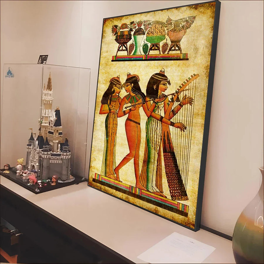 Retro Egyptian Papyrus Poster – Pharaoh & Hieroglyphics HD Wall Art Print