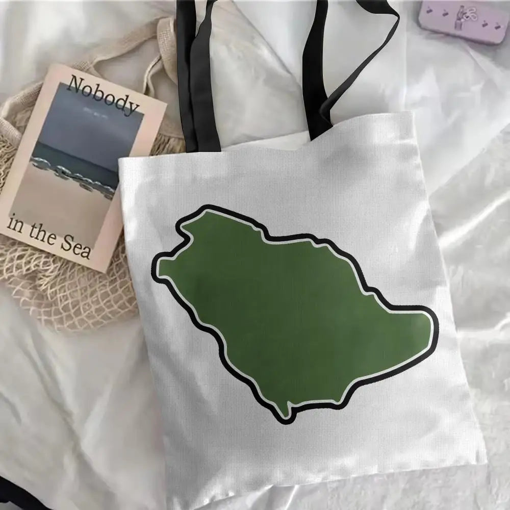 The Olive Map – Arabic Calligraphy Canvas Shoulder Tote