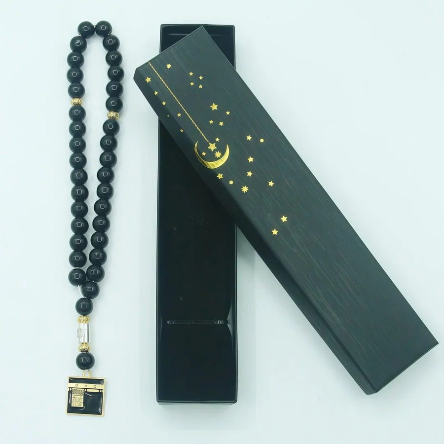 The Misbaha – 33 Prayer Beads with Kaaba Pendant & Gift Box