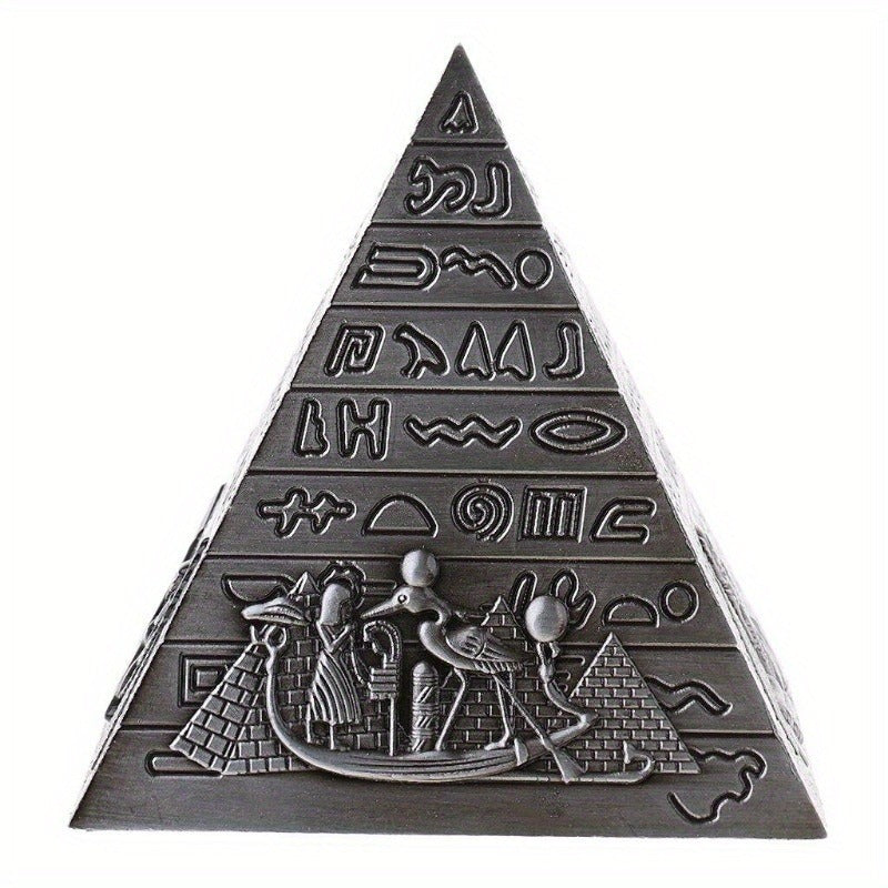 Egyptian Pyramid Alloy Statue – Iron Desktop Ornament, Ancient Wonder Decor
