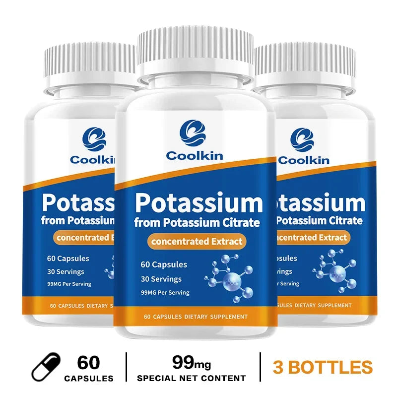 Natural Potassium Citrate - Supports Electrolyte Balance and Normal PH, Non-GMO and Gluten-free, Absorbable Potassium Supplement