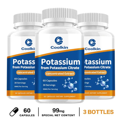Natural Potassium Citrate - Supports Electrolyte Balance and Normal PH, Non-GMO and Gluten-free, Absorbable Potassium Supplement