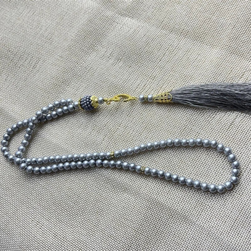 6mm 99pcs Glass Pearls Tassel Turkish Style Muslim Rosary Islamic Prayer Beads Bracelet For Women Jewelry Accessories Gifts New