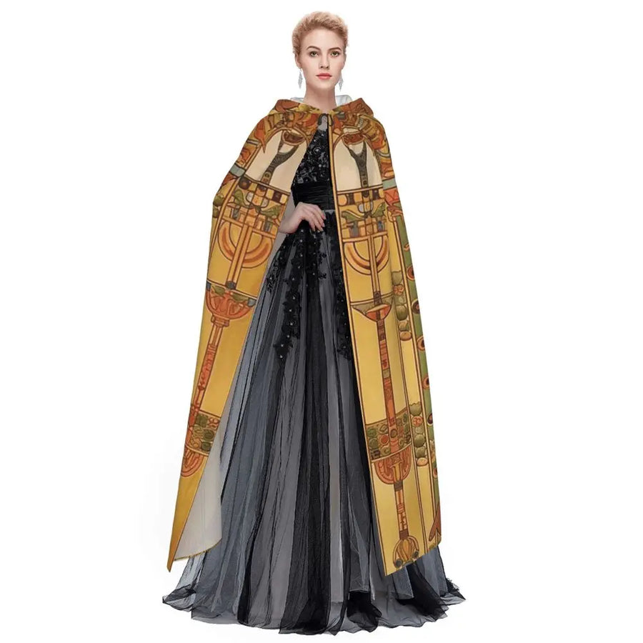 Pharaoh Golden Crown Hooded Cape – Egyptian Cosplay Cloak for Adults