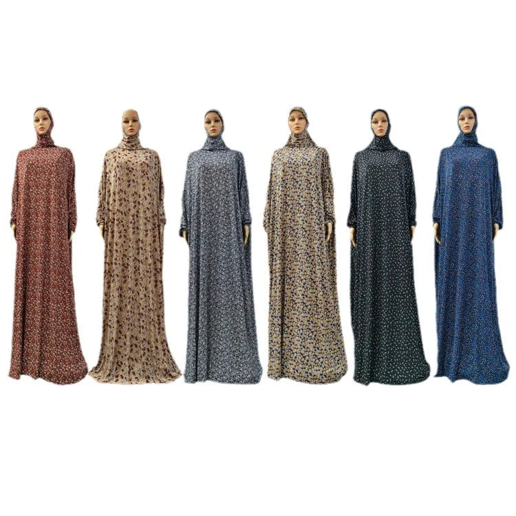 Middle East Prayer Burqa Dress Women Muslim Islamic Full Cover Overhead  Abaya Worship Robe Hooded Gown Vestdios Random