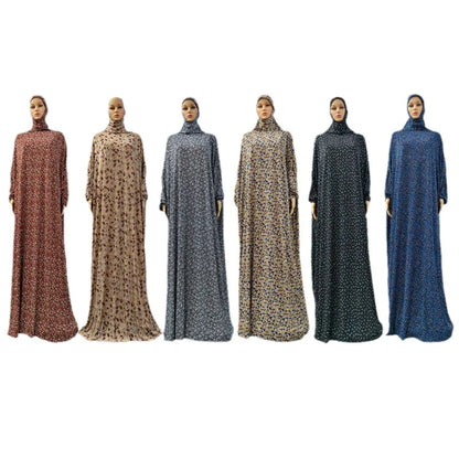 Middle East Prayer Burqa Dress Women Muslim Islamic Full Cover Overhead  Abaya Worship Robe Hooded Gown Vestdios Random
