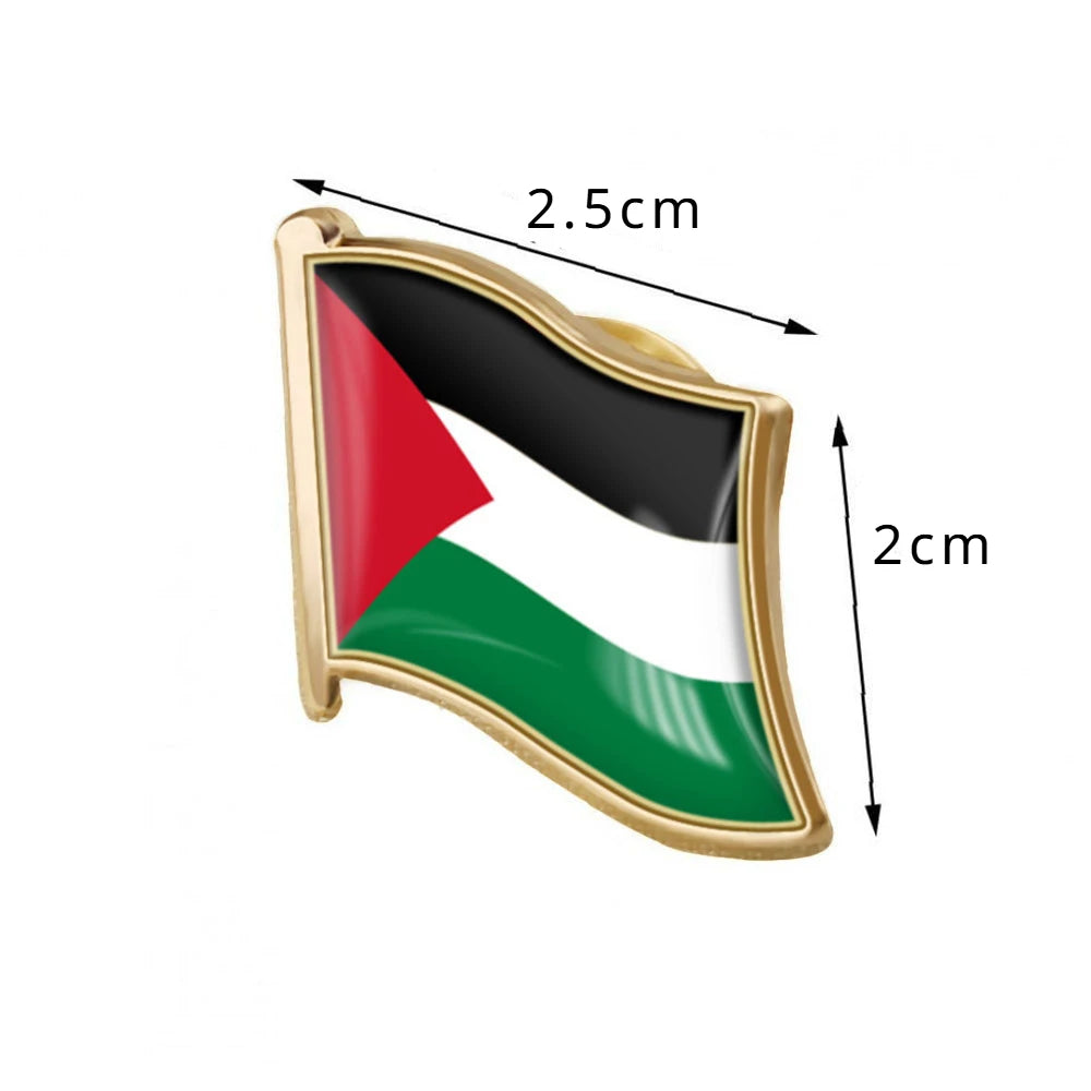 3-Piece Palestine Flag Brooch Set – Metal Enamel Lapel Pin, Country Souvenir