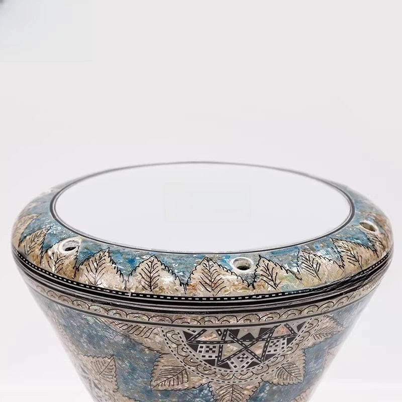 Artist Egypt hand inlaid 9 inch Middle Eastern drum Arabic tambourine East Baker AEED4