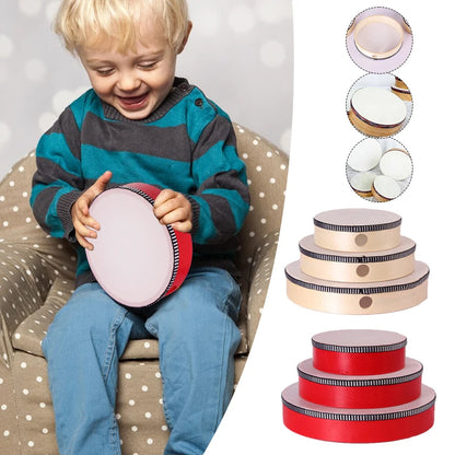 6/7/8/10 Inch Wooden Hand Drum Wood Frame Drum for Children Music Game Convenient Portable Musical Instrument Kid Percussion Toy