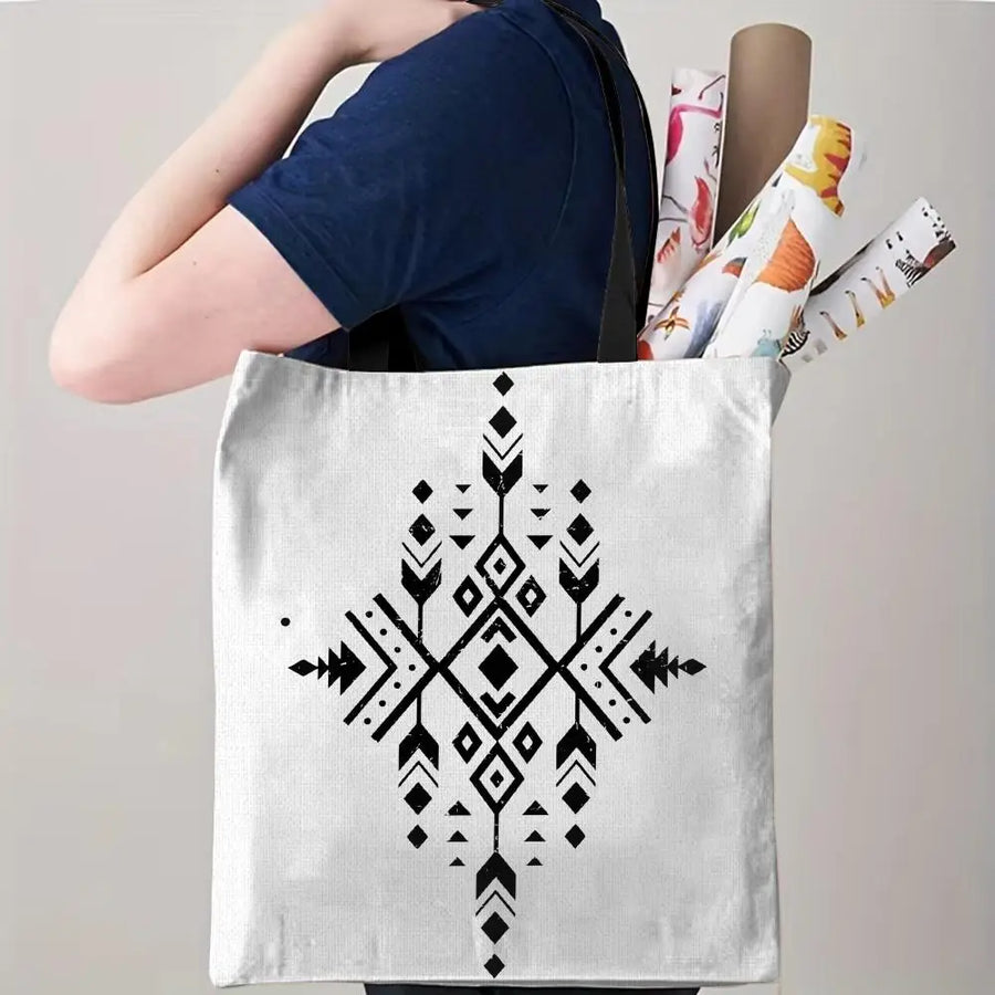 The Keffiyeh Keeper – Checkered Pattern Canvas Storage Tote