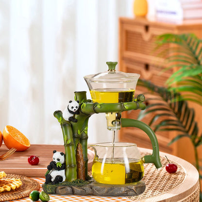 Kungfu Glass Tea Set Magnetic Diversion Rotating Semi Automatic Glass Teapot for Table Decor Office Birthday Gift New Year Home