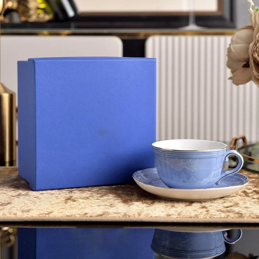 Oriental Bloom – High-End Ceramic Coffee Cup Set with Gift Box