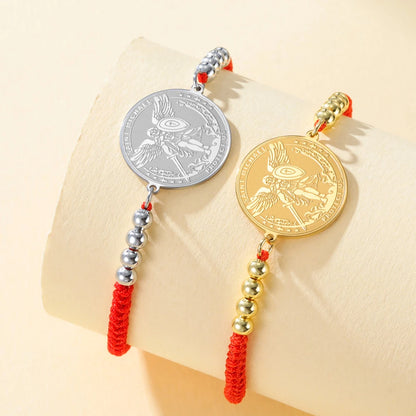 St. Michael Archangel Bracelet Stainless Steel Adjustable Link Chain Braided Rope Jewelry Protect Us Religious Amulet Christian