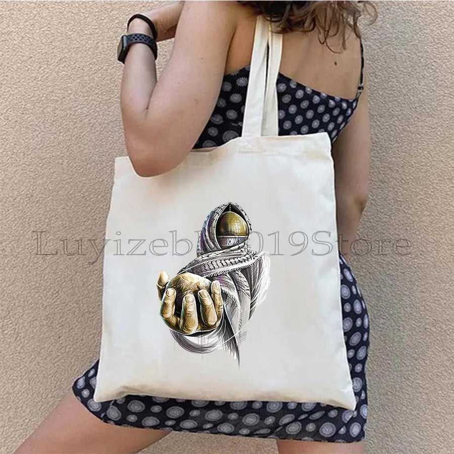 Arabic Poetry Tote – Abstract Black & Red Calligraphy Shoulder Bag