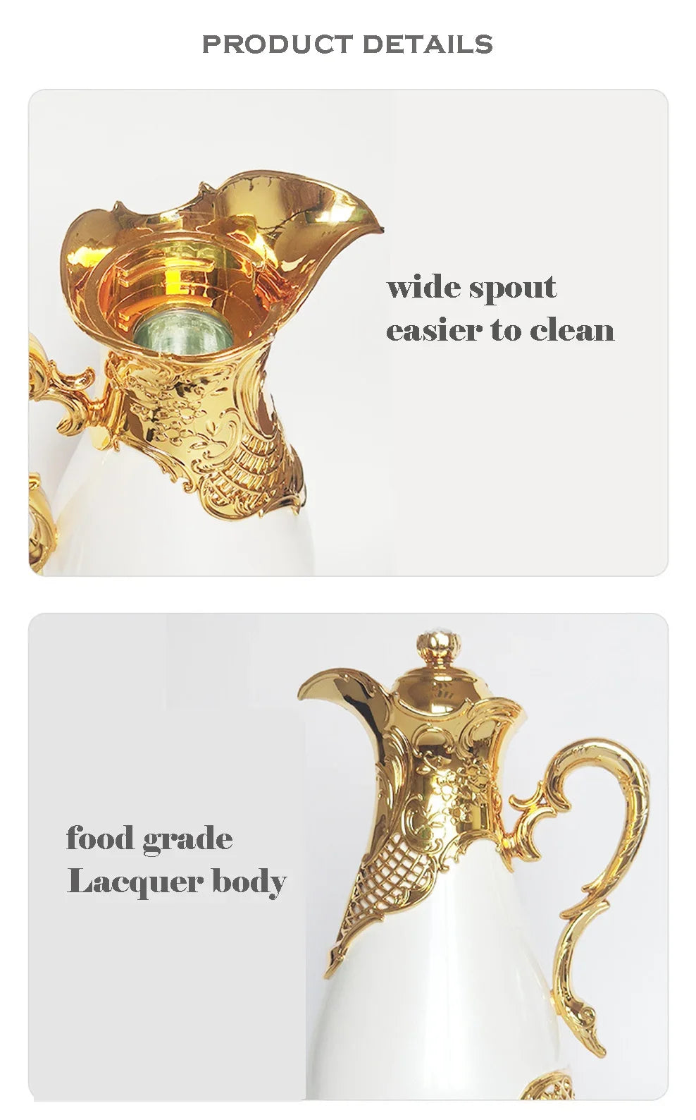 2024 New Arabian Vacuum Flask 800ml Middle Eastern Style Restaurant Home Glass Liner Hot Water Kettle 24 Hours Thermos Bottle