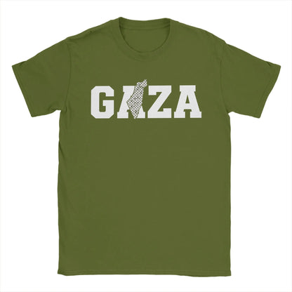 Palestine Gaza Typography T-Shirt Men  Novelty 100% Cotton Tee Shirt O Neck Short Sleeve T Shirt Graphic Clothing