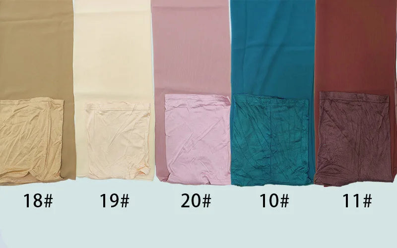Elegant Pearl Chiffon Satin Cotton Women's Scarf Tube Hijab Muslim Headscarf Middle Eastern Long Shawl