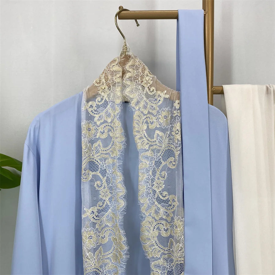 Lace & Grace – 2-Piece Lace-Up Abaya Set for the Muslim Woman in America