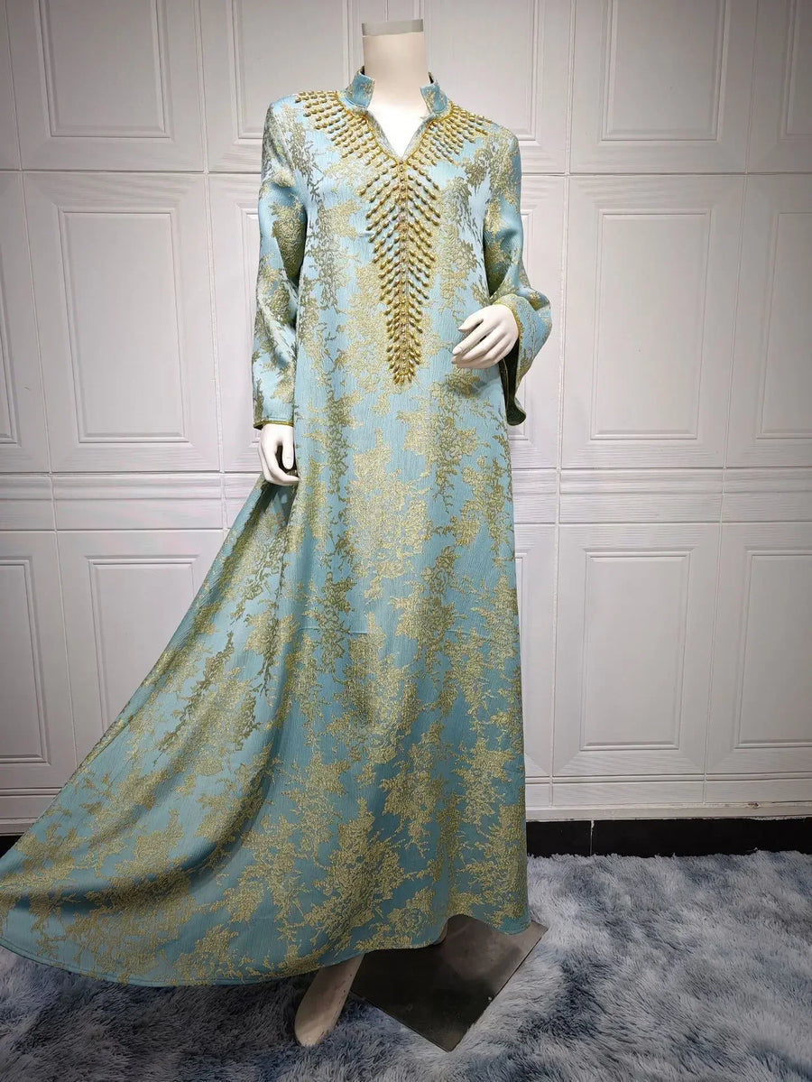 Eid Radiance – Beaded Collar Abaya for the Arab Woman in America