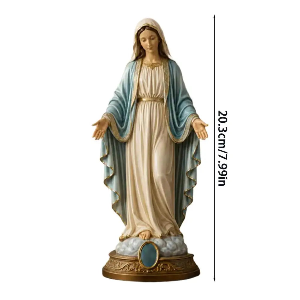 8 Inch Jesus Heart Virgin Mary Figurines Blessed Mother Statues Collectible Figurines Religious Desk Decor For Bedroom