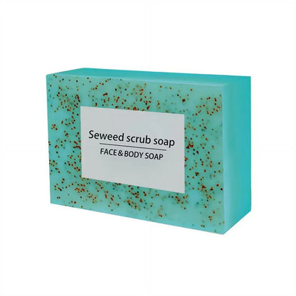 1/2PCS 100G Seaweed scrub particle soap is rich in vitamin E. It contains olive oil, which gently cleanses the face, moisturizes