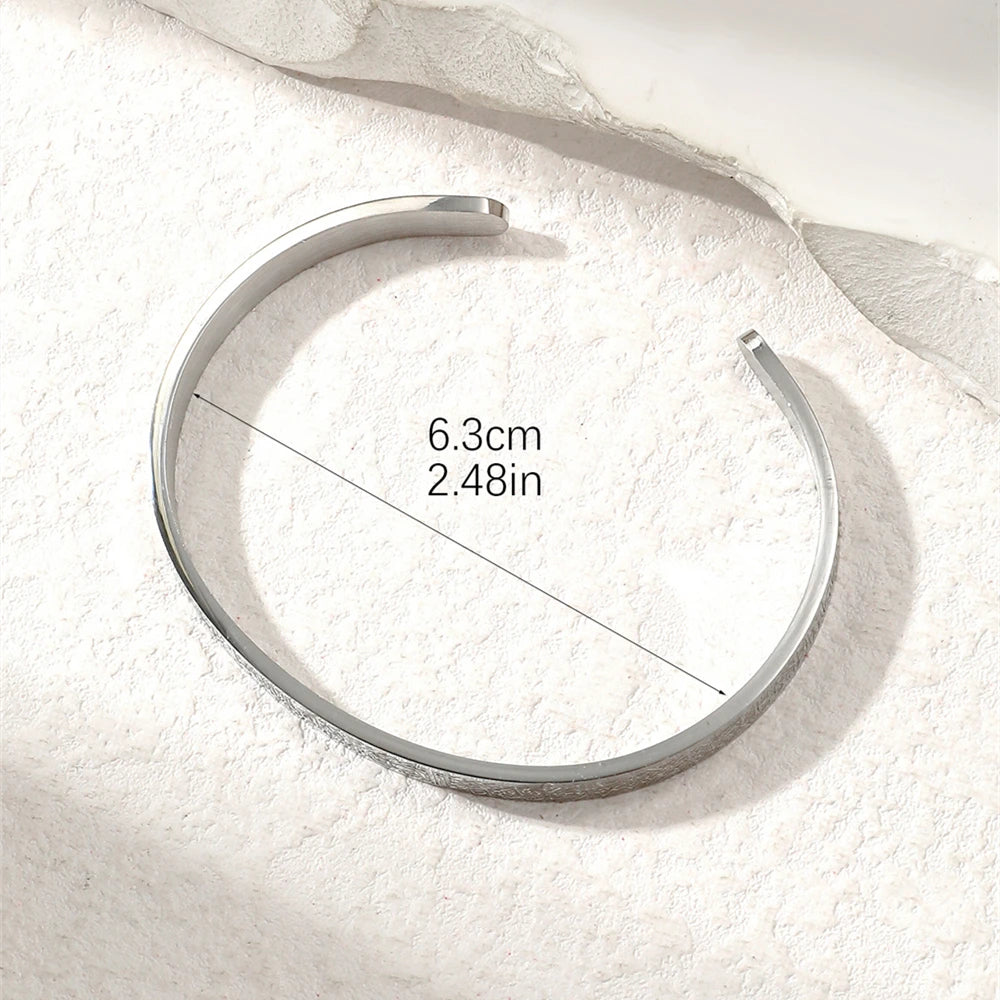 Stainless Steel Ayatul Kursi Cuff Bracelet Ayat Al-Kursi Quran Verse for Protection Islamic Jewelry Arabic Calligraphy Bangle