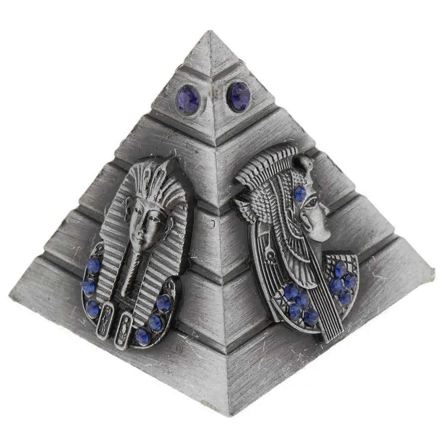 Vintage Metal Pyramid Model – Egyptian Architecture Statue for Desk & Home Decor