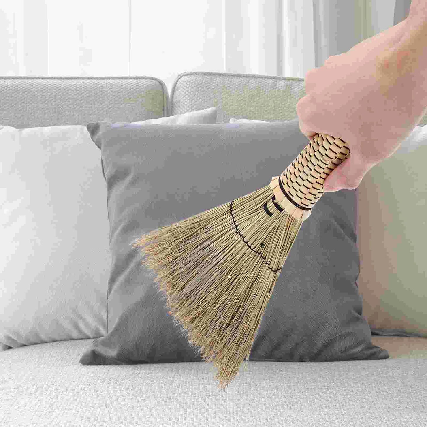 Handmade Straw Bed Sweep Small Cleaning Broom Woven Corn Household Mini Broom Desktop Dustpan Tool Supplies