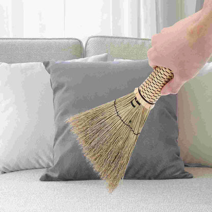 Handmade Straw Bed Sweep Small Cleaning Broom Woven Corn Household Mini Broom Desktop Dustpan Tool Supplies