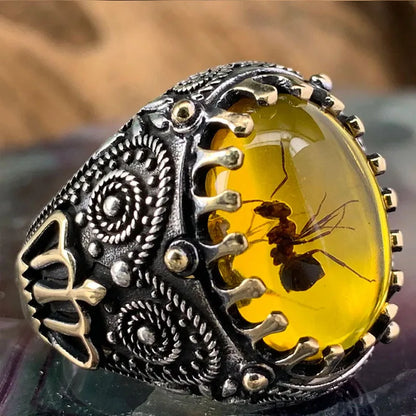 Turkish Men's Ring Vintage Black Zircon Fashion Punk Wind Islamic Religious Muslim Jewelry