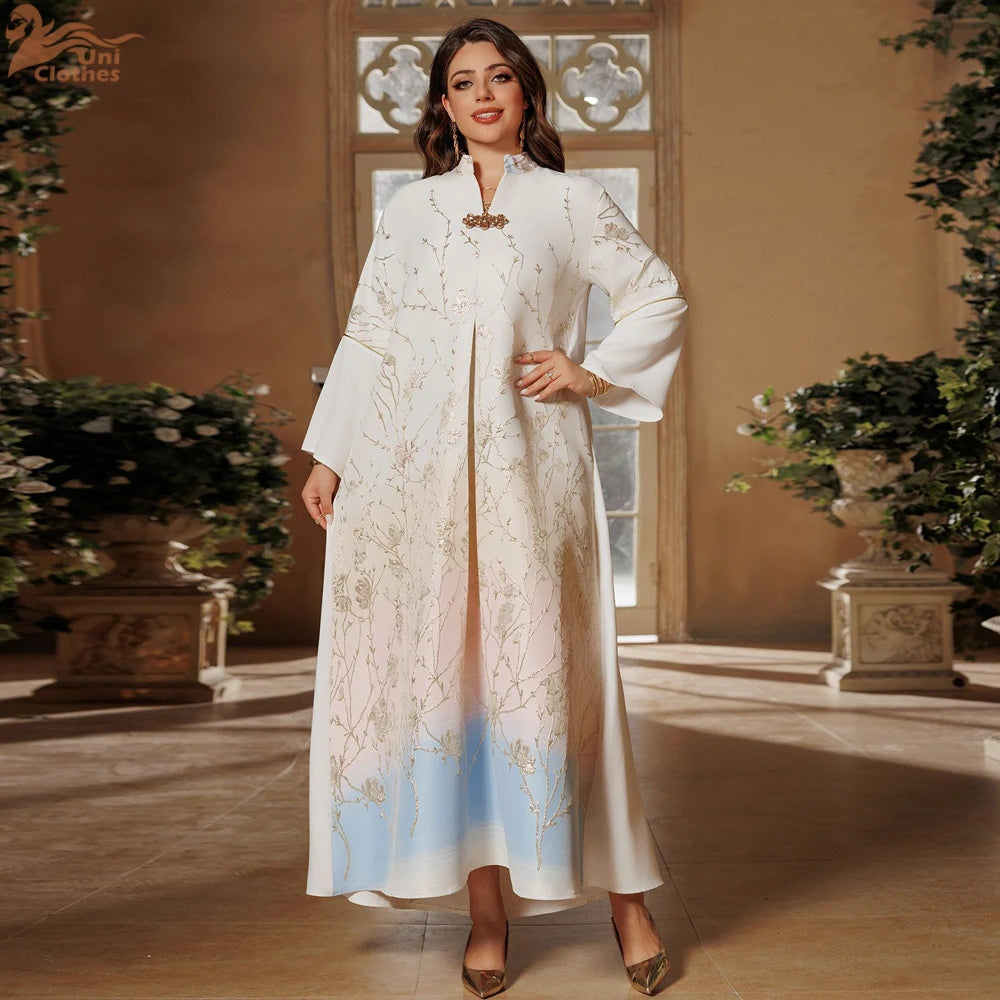 Gradient Grace – The Jacquard Homewear Kaftan for the Arab Woman in America