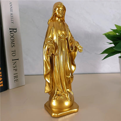 21.5cm Golden Virgin Mary Statues Big Resin Madonna Sculpture Christmas Decorations For Wedding Office Christmas Gift