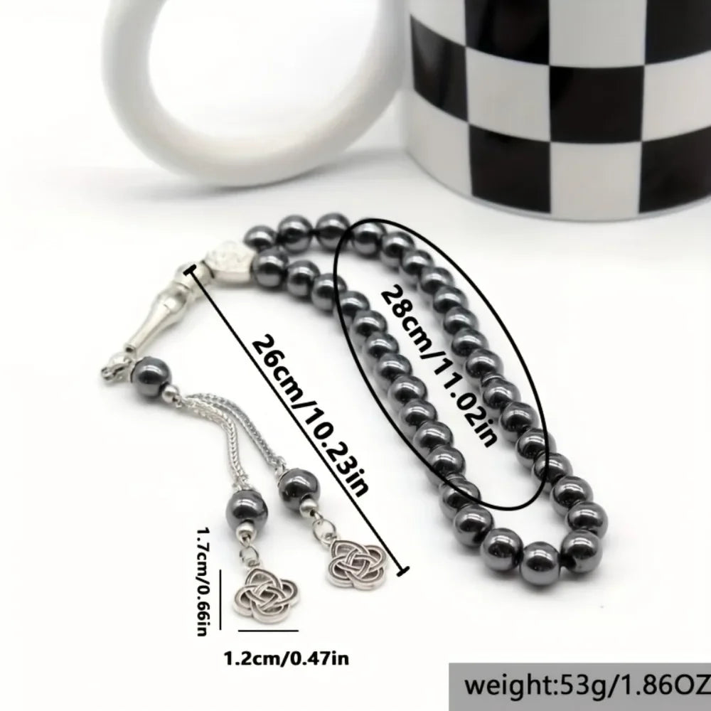 Meetvii Black Gold Silver Color Hematite Stone Tasbih Beads Turkish Islamic Prayer Beads Arabic Style Bracelets