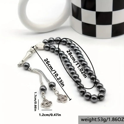 Meetvii Black Gold Silver Color Hematite Stone Tasbih Beads Turkish Islamic Prayer Beads Arabic Style Bracelets