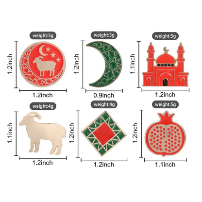 Eid al-Adha Islamic Culture Badge Enamel Pin Cartoon Ram Crescent Mosque Goat Pomegranate Brooch Fashion Bags Jewelry Accessory