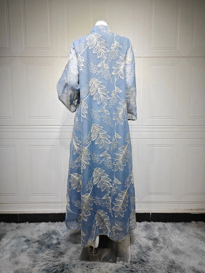 Zahraa Dubai Sequins Luxury Woman Evening Dress Mesh Embroidered Abaya V-Neck Caftan Marocain Femme 2026