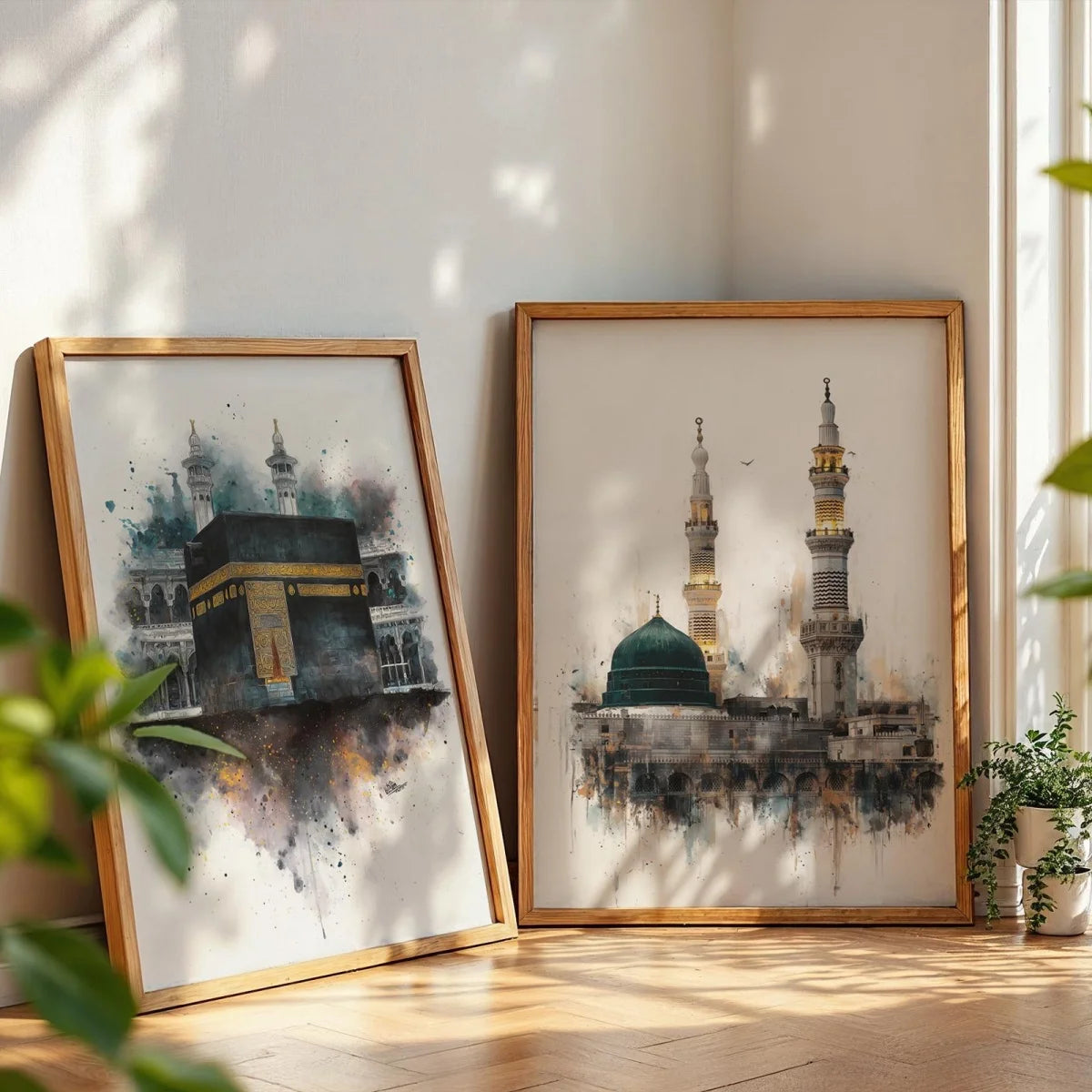 2pcs/set Islamic Masjid Nabawi Canvas Print Poster Modern Ramadan Muslim  Art Prints Bedroom Wall Art Home Decor Poster Gifts
