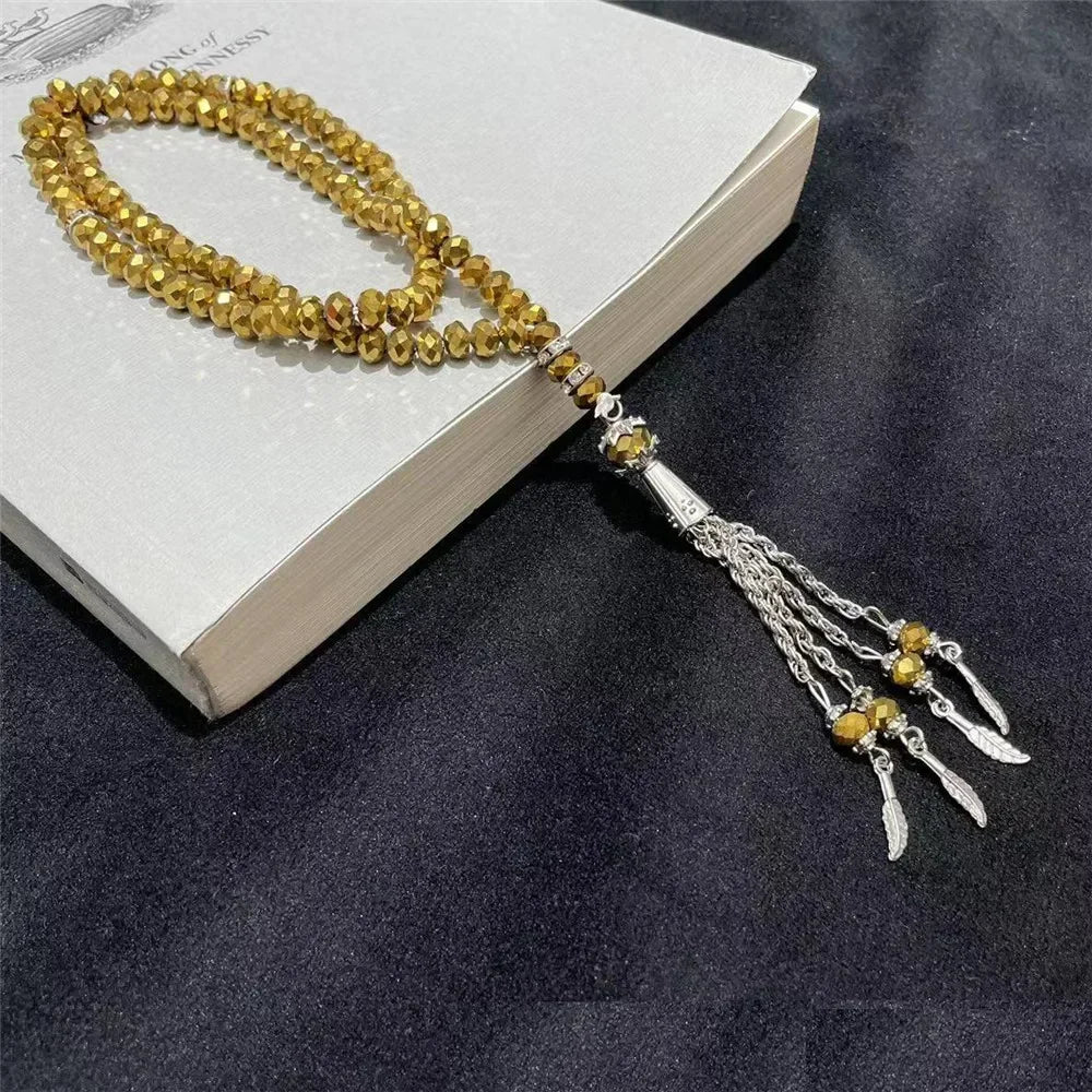 Islamic Tasbih Muslim Rosary Beads Glass 99 Prayer Rosary For Men Bracelet Natural Stone Handmade Turkey Ramadan Chains Pendant