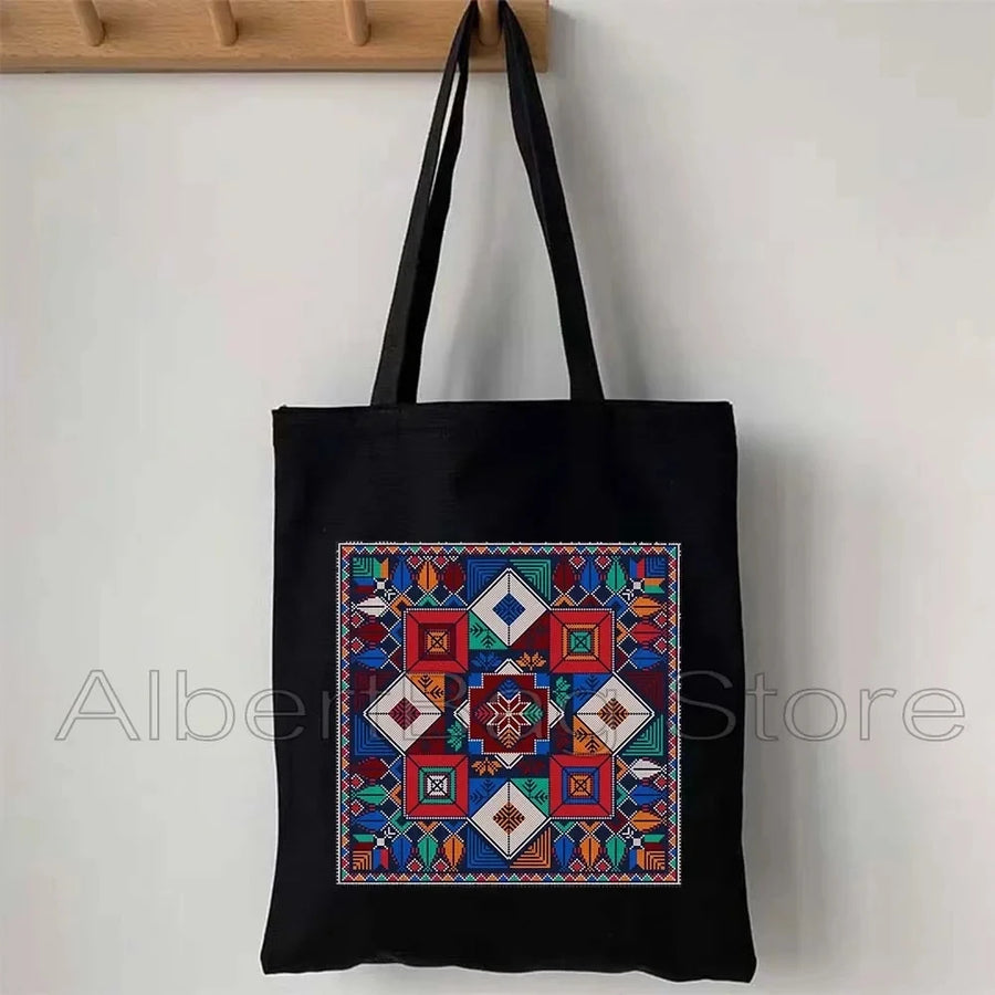 Heart Peace Floral – Arabic Calligraphy Al-Quds Keffiyeh Tote Bag