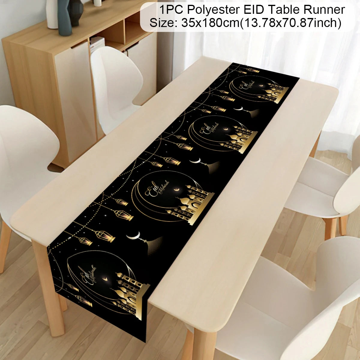 EID Mubarak Decoration Table Runner Ramadan Decor 2024 For Home Tablecloth Ramadan Kareem Islamic Muslim Party Eid Al-Fitr Gifts