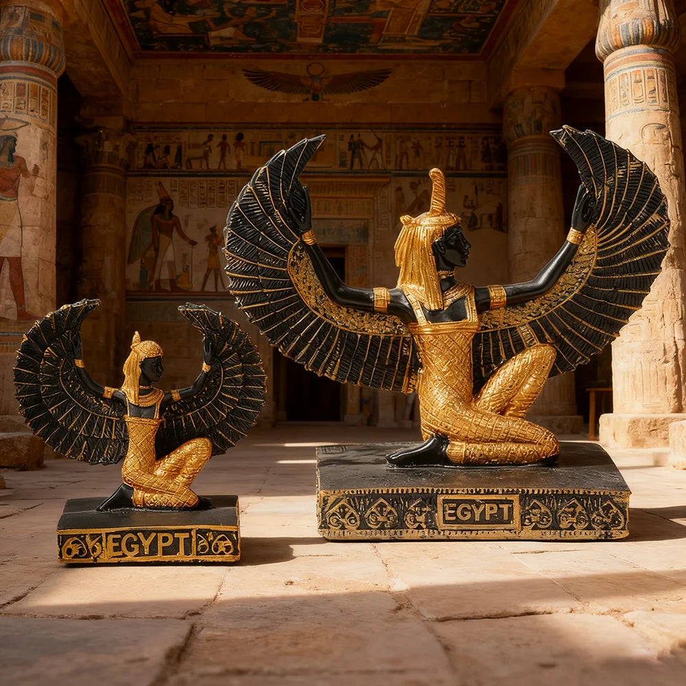 Isis Winged Goddess Resin Figurine – Egyptian Handicraft, Mother of Horus Decor