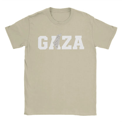Palestine Gaza Typography T-Shirt Men  Novelty 100% Cotton Tee Shirt O Neck Short Sleeve T Shirt Graphic Clothing