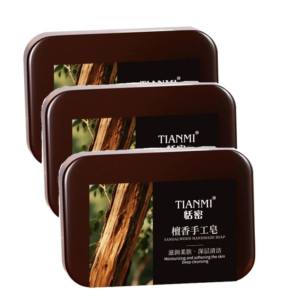 Men's Sandalwood Handmade Soap, three-in-one, Cleansing Soap cleanses face, hair, bathes the whole body, moisturizes1/3/6PCS