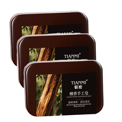 Men's Sandalwood Handmade Soap, three-in-one, Cleansing Soap cleanses face, hair, bathes the whole body, moisturizes1/3/6PCS