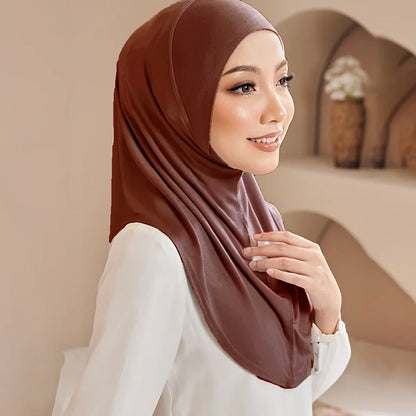 New Instant Ready to Wear Hijab Muslim Women Stretchy Sports Jersey Hijab Scarves Malaysia Headwraps Caps