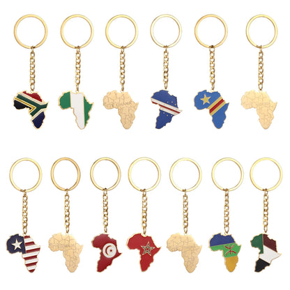 Africa Map Keychain – Stainless Steel Hip-Hop Jewelry, Morocco to South Africa